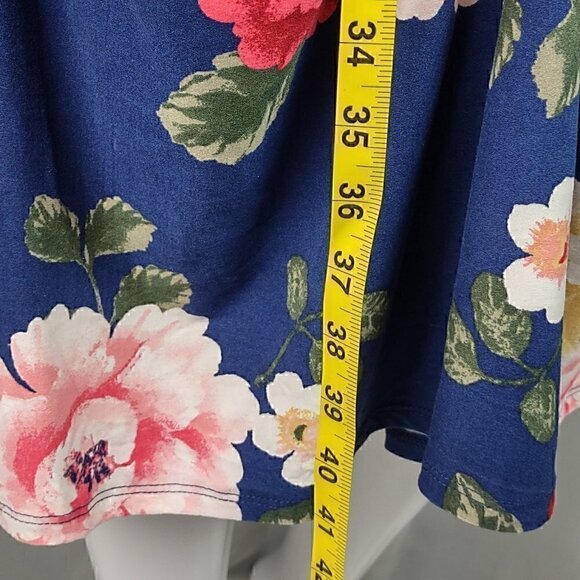 DEREK HEART NAVY BLUE FLORAL DRESS RUCHED SIDES AND FRONT. SIZE 3X - Picture 10 of 14